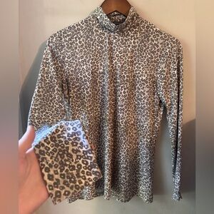 J. McLaughlin Floral Leopard Turtleneck Top Womens S